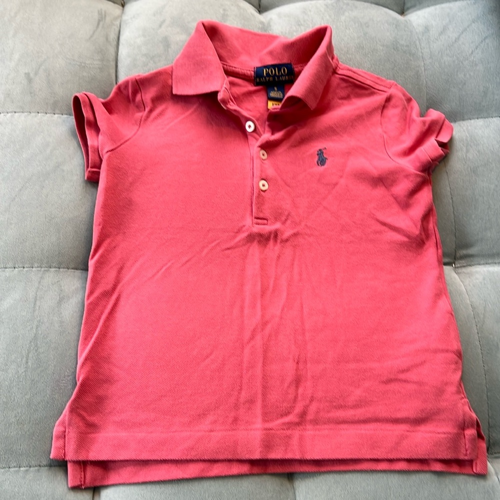 Polo Ralph Lauren Girls Pink Stretch Polo Shirt. Size 6.